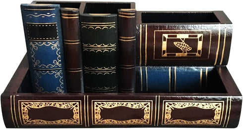 Tosnail Decorative Wooden Pencil Holders Desk Organizer - Library Book Design
