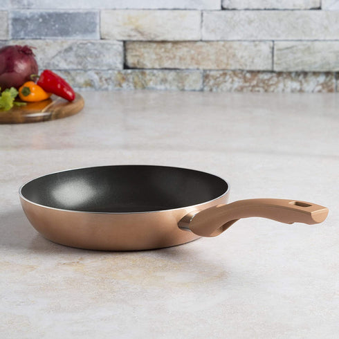 Cooking Light Cookware Dishwasher Safe, Scratch Resistant, with Easy Food Release Interior, Cool Touch Handle and Even Heating Base, 9.5in Fry Pan, Copper