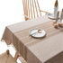 Fhberni Cotton Linen Stitching Tassel Tablecloth Embroidery Square Table Cover for Party Kitchen Dining Room Tabletop Decoration (Light Coffee, 55 x 55 Inch)