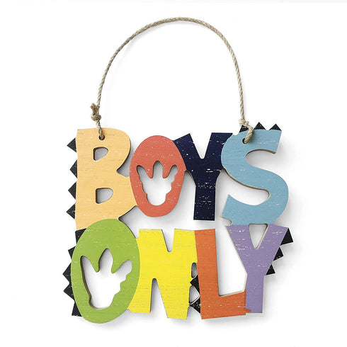 HnJOY Boys Only Wood Wall Decor Dino Paw - Dinosaur Theme Wooden Letters Plague - Children Room Decoration Animal Themed Sign - Nursery Playroom Decor for Kids Bed Room Door Hanging