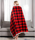 Bobor Buffalo Plaid Throw Blanket for Couch Bed, Sherpa Fleece Red Black Checker Plaid Pattern Decorative Throw Blanket, Super Soft Comfortable Lightweight Fuzzy Blanket