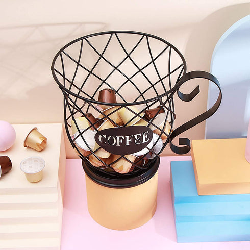 POWSTRO K Coffee Pod Storage, Counter Holders for K Cup Holder, Nespresso Pod Holder for Coffee Cup Basket and Organizer Mug, Suitable for Kitchen Bar Tearoom Countertop (Black)