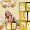 Gold Gender Reveal Party Decorations Set for Boy, Girl - 49 Pcs Clear Baby Boxes with Letters for Baby Shower Decorations for Girl and Boy - 1st Birthday Party Decoration