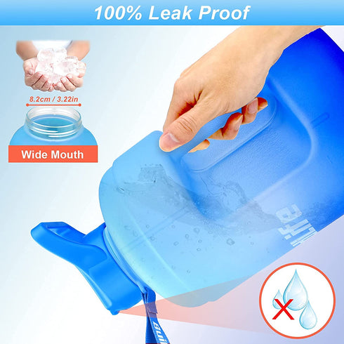 QuiFit Gallon Water Bottle Motivational - with Time Marker & Straw Leak-Proof BPA Free Durable Reusable 128oz Water Jug for Fitness, Gym and Outdoor Sports
