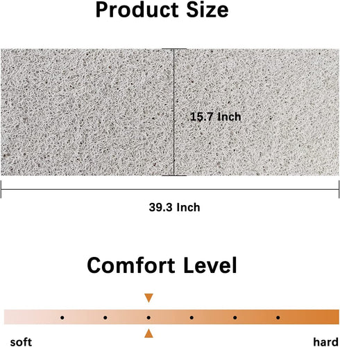 DESIHOM Soft Textured Loofah Non Slip Shower Mat, White Comfortable Quick Drying Bathtub Mat/Shower Stall Mat/Shower Floor Mat/Sink Mat 39x16 Inch
