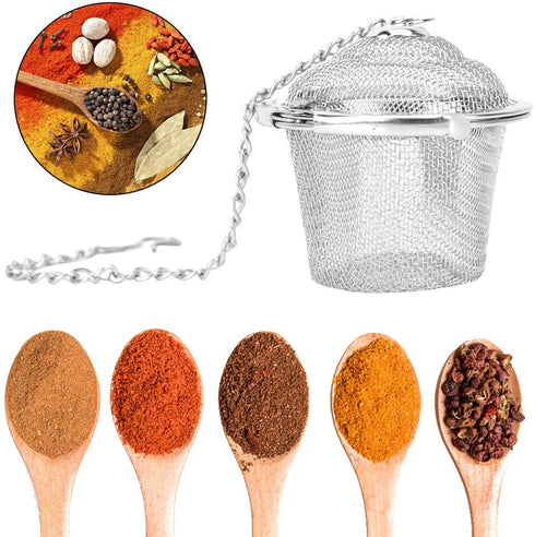 Tea Ball Infuser Stainless Steel Tea Strainer Mesh Ball Herbal Spice Filter Soup Infuser with Chain(L)