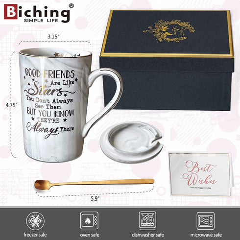 Biching Best Friend Birthday Gifts for Women - Birthday Gifts for Women Friends - Friendship Gifts for Women - Birthday Gifts for Male Friend, BFF, Sister, Women - Ceramic Marble Coffee Mug 14 Oz Grey