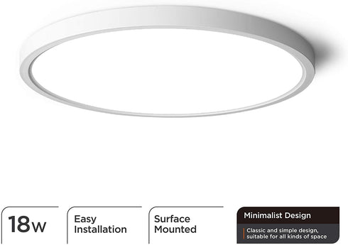 Taloya Flush Mount LED Ceiling Light for Porch,18W 1800LM 8.9 Inch, Round Light Fixture Surface Mount for Closet Stairway Balcony Foyer Basement Utility Room (Daylight White 6500K)