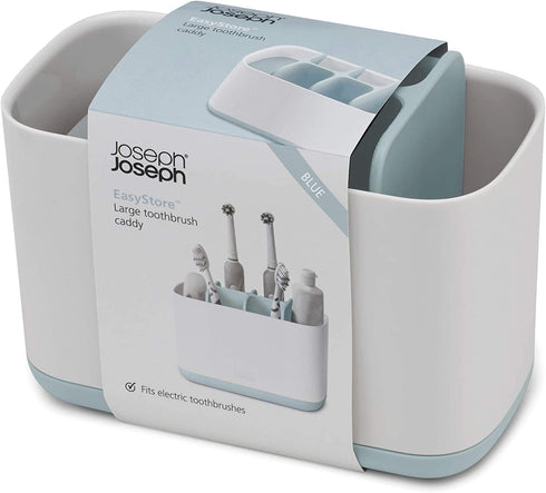 Joseph Joseph 70501 EasyStore Toothbrush Holder Bathroom Storage Organizer Caddy, Large, Blue