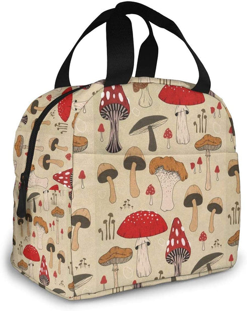 The Various Mushroom Art Lunch Bag For Women Girls Kids Insulated Picnic Pouch Thermal Cooler Tote Bento Large Meal Prep Cute Bag Big Leakproof Soft Bags For Lunch Box, Camping, Travel, Fishing