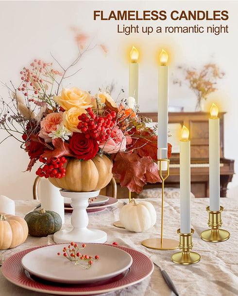 Window Candles, Ronxs LED Taper Candles with Timer, Flickering Flameless Candles with Remote Battery Operated Candles, Indoor Christmas Decorations (6 Pcs Gold)
