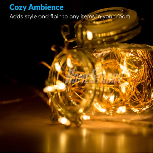 4 Pack Christmas Fairy String Lights, Battery Operated Waterproof 8 Modes Remote 50 Led 16.4ft Indoor Lights Copper Twinkle Lights for Bedroom Wedding Party Dinner Festival Decor (Warm White)
