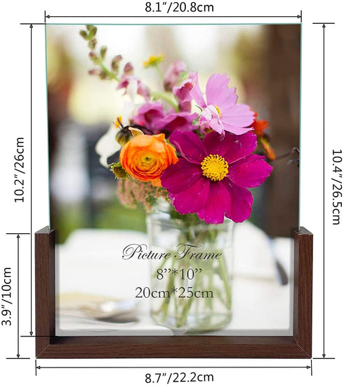 RLAVBL 8x10 Picture Frame Set of 2, Rustic Glass Photo Frames with Base for Tabletop Display