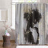 OuElegent African Woman Shower Curtain Black Girl with Mandala Pattern Decorations Bath Curtain Waterproof Fabric Bathroom Decor with Hooks 72x72 Inches Grey