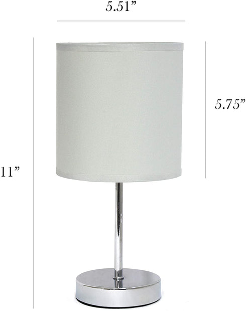 Chrome Mini Basic Table Lamp with Fabric Shade, Slate