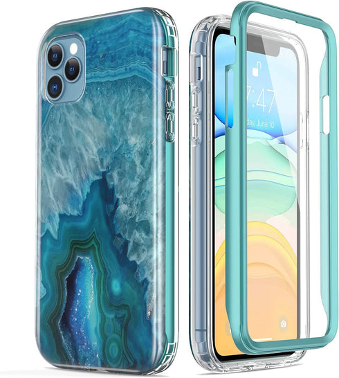 ESDOT iPhone 12 Pro Max Case with Built-in Screen Protector,Military Grade Cover with Fashionable Designs for Women Girls,Protective Phone Case for Apple iPhone 12 Pro Max 6.7" Agate Stone