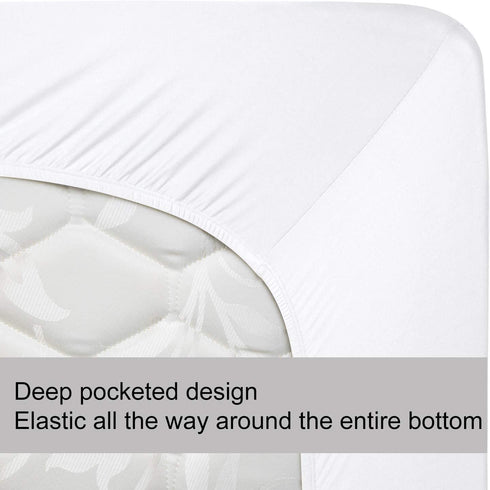 Soft Stretch Queen Size Fitted Sheet Only - Jersey Knit, Cozy T-Shirt Like & 4-Way Stretchy Snug Fit & Stay in Place, No More Slipping Off for Mattress (Deep: 5"-16") - White, Queen