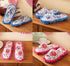 2 Pairs Microfiber Slipper Cleaning Mop Slippers Washable Detachable House Shoe Cover Dust Floor Cleaner for Bathroom Office Kitchen, Blue + Rose Red