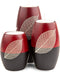 IYARA CRAFT 3 Wooden Candle Holders Decorative Candle Holders with Beauty Decor Dry Leaf Intricate Details Matte Wood Finish Ideal for Modern & Rustic Settings 2 Tones, red, Black (Rugby Shape)