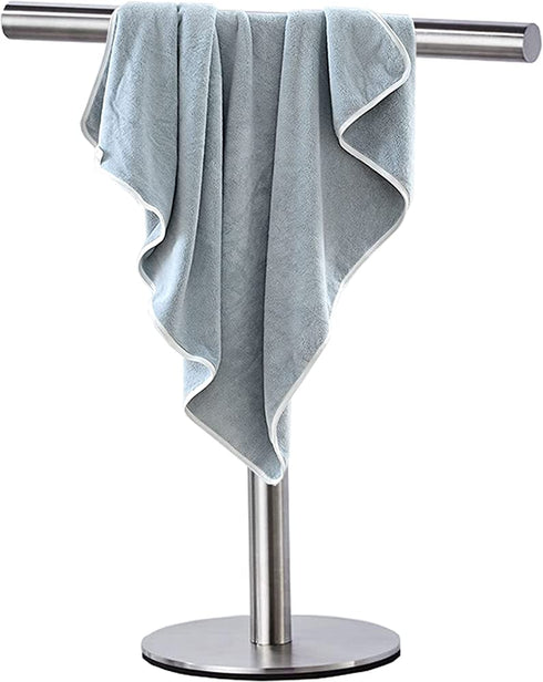 Modern Portable Hand Towel Holder Stand for Bathroom Stainless Steel countertop Towel Rack Stand Brushed Matte Black Free Standing Towel Bar Rack for Kitchen Toilet (Brushed, Stand)