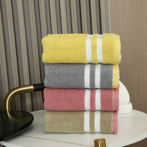 YiLUOMO Hand Towels Set of 2 100% Cotton Striped Checkered Pattern Easter Hand Towel Super Soft Highly Absorbent Towels for Bathroom, Kitchen 13 x 29 Inch (Yellow & Grey)