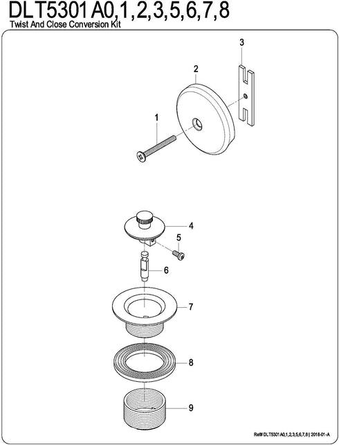 Kingston Brass DLT5301A5 Lift and Turn Tub Drain Kit, Oil-Rubbed Bronze