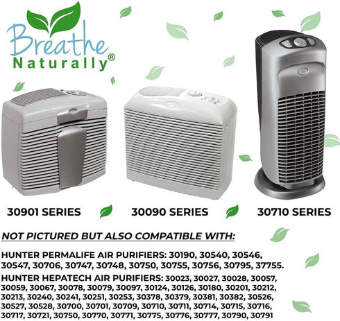 Breathe Naturally 16" x 30" 30901 2pk Replacement Carbon Pre-Filters for Hunter 30901 HEPAtech QuietFlo Air Purifier, 30901/30903/30907 Compatible, 230901