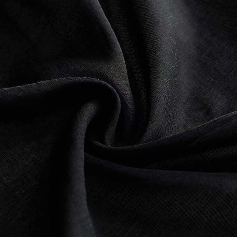 MISS SELECTEX Linen Look Pom Pom Tasseled Sheer Curtains - Rod Pocket Voile Semi-Sheer Curtains for Living and Bedroom, Set of 2 Curtain Panels (52 x 63 inch, Black)