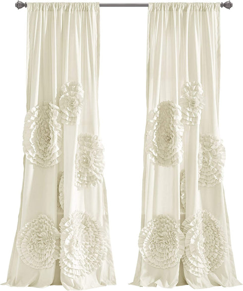 Lush Decor, Ivory Serena Window Panel for Living, Dining Room, Bedroom (Single Curtain), 84 x 54 L