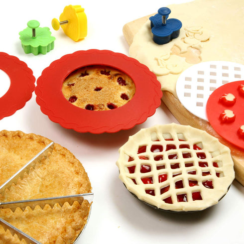 Norpro Silicone Mini Pie Pan Shields, Set of 4, 6 inch, Red