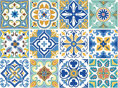 12 PC Pack Backsplash Tile Stickers 6x6 Inch (15x15cm) for Home Decoration Bathroom & Kitchen Vinyl Tile Decals Peel and Stick DIY Wall Sticker Stairs Decals (TS12-001)
