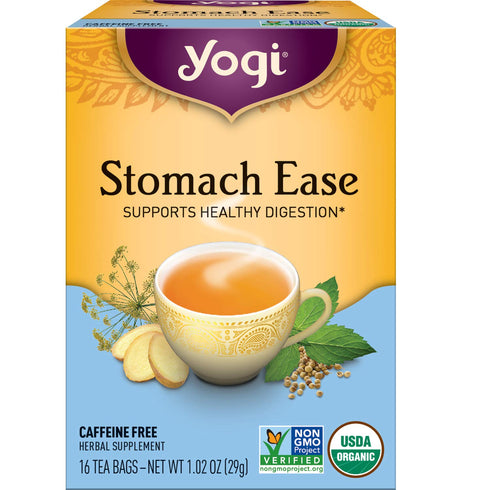 Yogi Tea - Stomach Ease (6 Pack) - Supports Healthy Digestion with Peppermint, Licorice Root, and Ayurvedic Herbs - Caffeine Free - 96 Organic Herbal Tea Bags