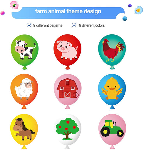 36 Pieces 12 Inch Farm Animal Balloons, Pig Cow Sheep Latex Balloons Tractor Barnyard Animal Farmhouse Party Decoration for Kids Baby Shower Farm Animal Themed Birthday Party Favors Indoor Outdoor