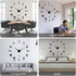 SOLEDI Wall Clock for Living Room Decor Large Modern Wall Clock for Blank Wall Easy to Assemble, Adjustable Size, Frameless DIY 3D Mirror Wall Clock Sticker (Black)