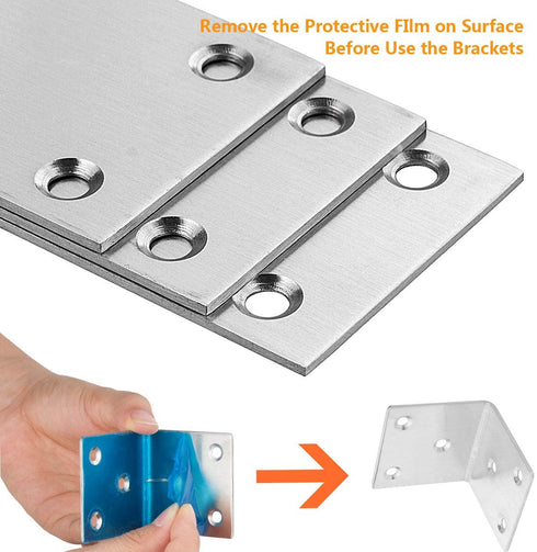22 PCS Sliver Corner Brace, Stainless Steel 50MM X 50MM X 50MM Heavy Duty L Bracket for Furniture, Corner Steel Joint Right Angle Shelf Support Corner for Shelves, Furniture and Cabinet, Round End