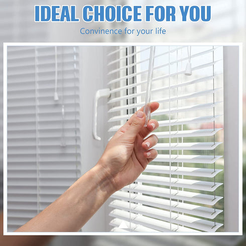 17 Inches Blind Wand Vertical Blinds Replacement Parts Blind Opener Accessory Vertical Wand Control Handle Stick Clear Window Blind Wand Replacement with Hooks and Grips Rod (2 Sets)