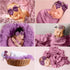 5 Pcs Newborn Photography Props Outfits- SPOKKI 35x67 Baby Long Ripple Wrap and Toddler Swaddle Blankets Photography Mat with Cute Headbands for Infant Boys Girls(0-12 Months) (Purple)