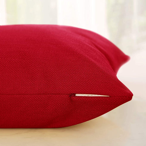 Deconovo Soft Cushion Covers - Faux Linen Blank, Pillow Covers/Throw Pillow Cases for Sofa & Couch (Red, 20x20 in, Set of 4, No Insert)