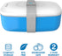 Bentgo Classic - All-in-One Stackable Bento Lunch Box Container - Modern Bento-Style Design Includes 2 Stackable Containers, Built-in Plastic Utensil Set, and Nylon Sealing Strap (Blue)