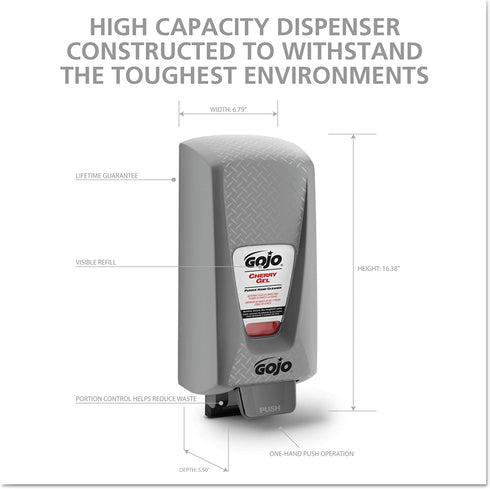 GOJO PRO TDX 5000 Push-Style Dispenser, Gray, for 5000 mL GOJO PRO TDX Hand Cleaner/Hand Soap Refills (Pack of 1) - 7500-01