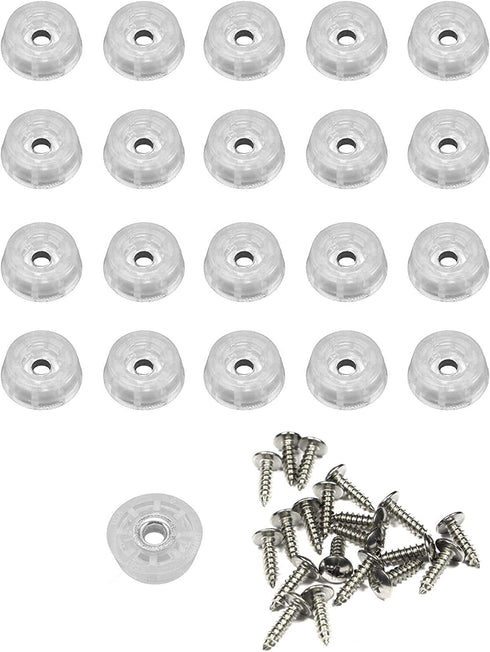 20 Small Clear Round Rubber Feet W/SCREWS- .250 H X .671 D - Made in USA - Food Safe Cutting Boards Electronics Crafts #