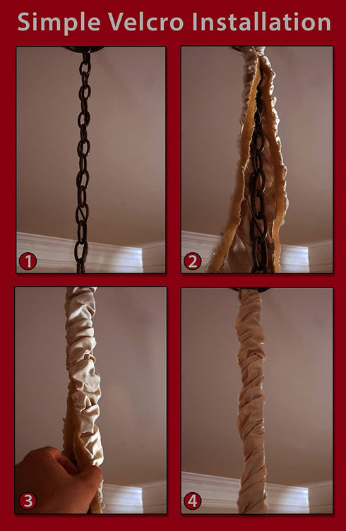 Royal Designs, Inc. CC-1-LB Beige Cord & Chain Cover 4' Linen Fabric Touch Fastener, Linen Beige