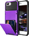 Vofolen Case for iPhone 8 Plus Case Wallet Card Holder ID Slot Scratch Resistant Dual Layer Protective Bumper Rugged TPU Rubber Armor Hard Shell Cover for iPhone 6 Plus 6s Plus 7 Plus 8 Plus (Purple)