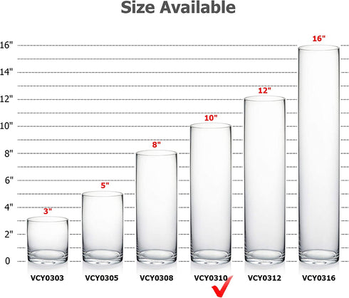 WGV Cylinder Vase, 3" W x 10" H, Clear Bud Skinny Narrow Glass Candle Holder Planter Terrarium for Wedding Party Flowers Centerpieces Home Office Decor, 1 Piece