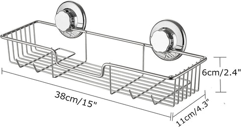 SANNO Strong Suction Cup Shower Caddy Bath Shelf Storage Combo Organizer, No Damage Suction Cup,Rustproof Wire Basket for Kitchen & Bathroom Accessories - Rustproof Stainless Steel