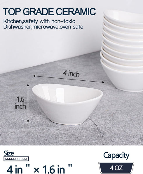 Taeochiy 8 Pack Ceramic Dipping Bowls, 3 Oz Soy Sauce Dish, Gravy Boat Sauce Bowls, Dip Bowl, Sauce Dish for BBQ and Party
