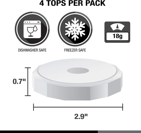 Masontops Tough Tops - Regular Mouth Mason Jar Lid - White - BPA-Free Plastic Screw Caps - Durable Reusable Jar Covers