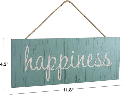 EXCELLO GLOBAL PRODUCTS Hanging Home Decor Sign with Sawtooth Hook and Jute Hanging Rope (Home, Family, Love, Laugh, Live, Happiness in Neutral Colorway)