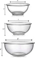 Bovado USA Glass Bowl Set (1QT + 1.5QT + 2.5QT) for Storage, Mixing, Serving - Clear, Dishwasher, Freezer & Oven Safe Glass, Easy-Clean, 2.5 QT, 1.5 QT, 1 QT