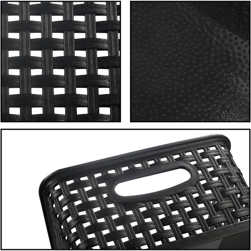 Morcte Black Plastic Storage Basket Bins Organizer, 4-Pack